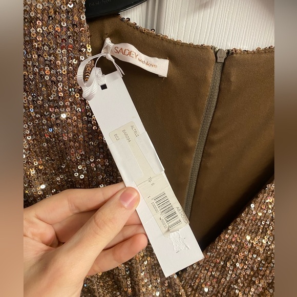 NWT Sadey With Love Italian Brown Sequin Mini Dress Size Small - Picture 2 of 5